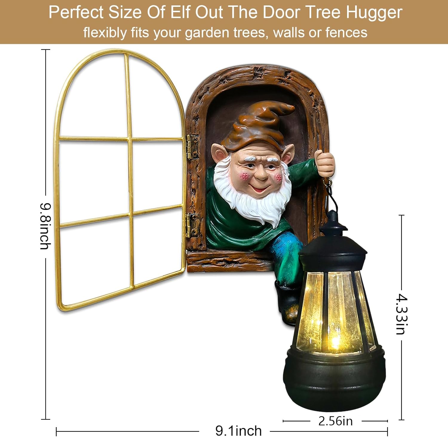 Solar Garden Gnome Tree Face Lantern Outdoor Wall Decor Yard Art