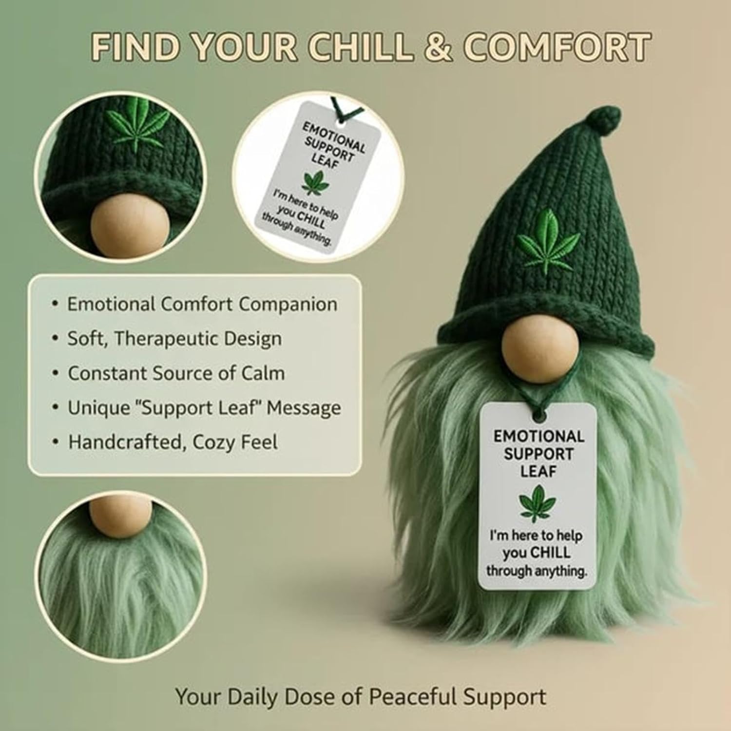 Mini Funny Gnome Emotional Support Desk Ornament Crochet Gift