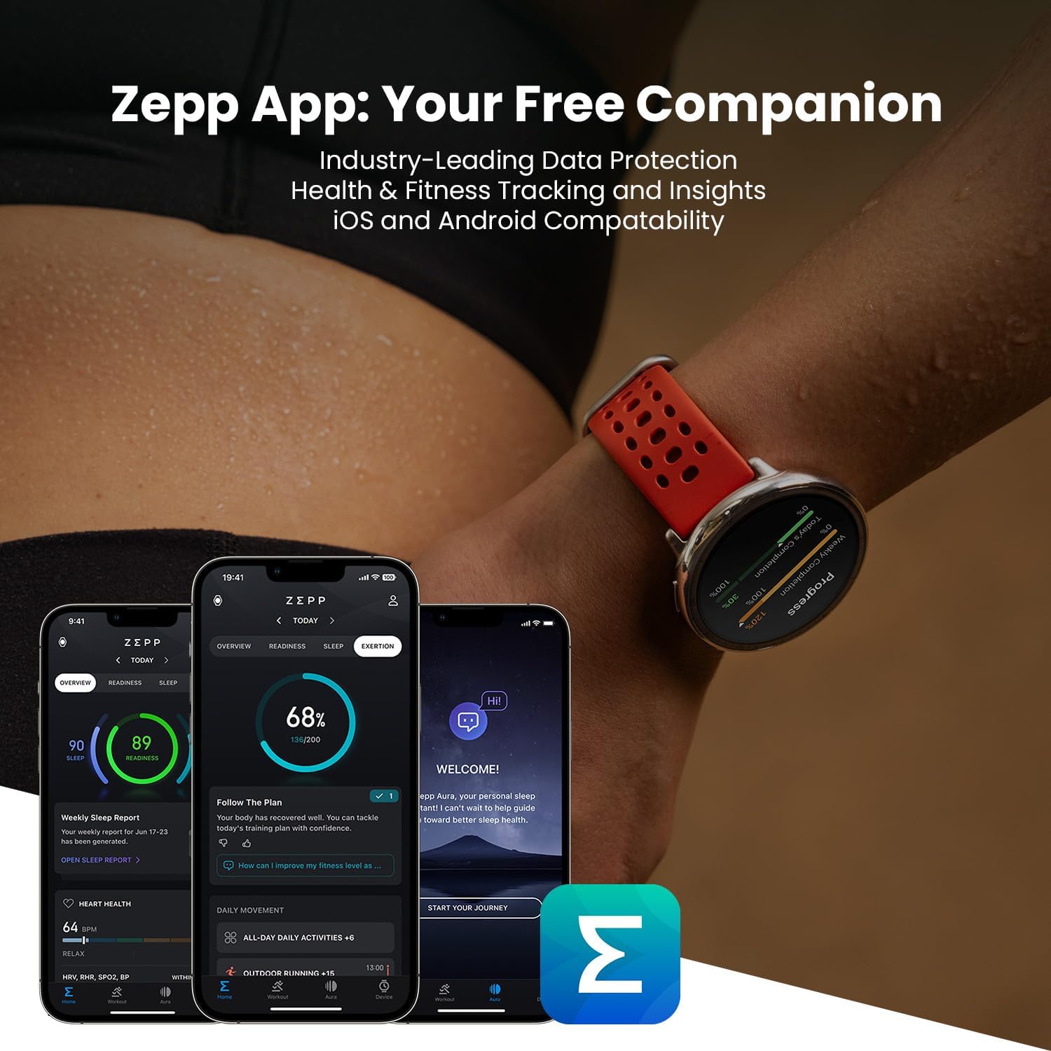 GPS Fitness Smart Watch 160 Sports 10 Day Battery