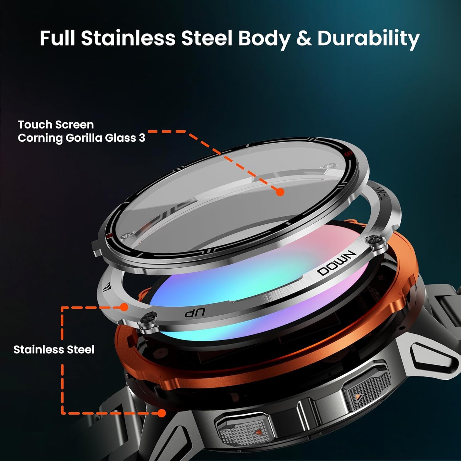 Rugged GPS Smart Watch AMOLED Metal Strap 170 Sport