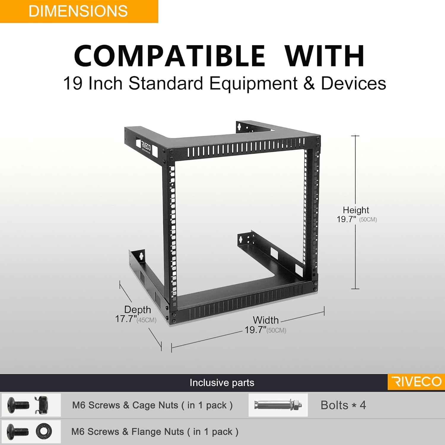 9U Wall Mount Open Frame Network Rack 19 Inch Steel