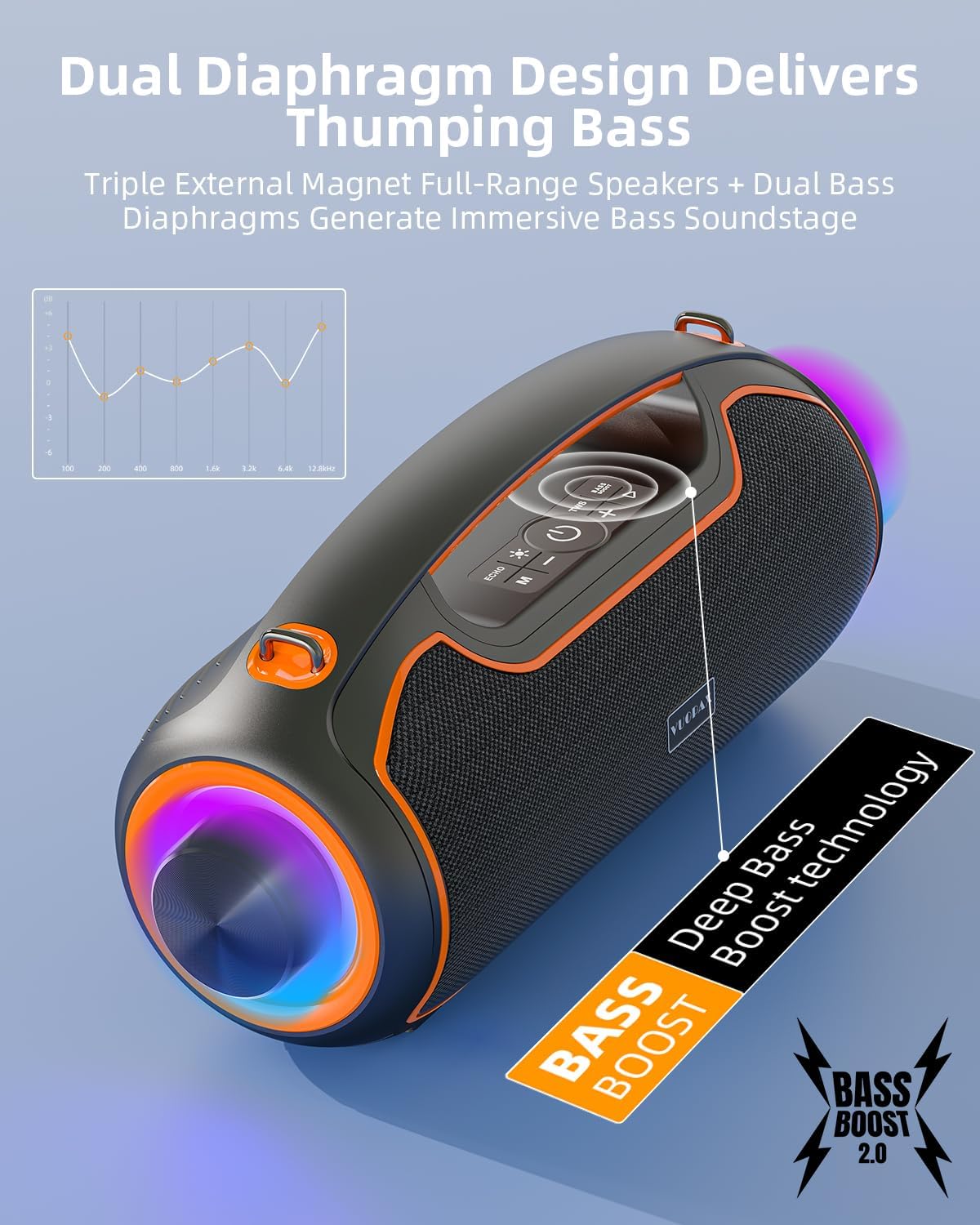 200W Portable Bluetooth Party Speaker Bass IP65 24H TWS
