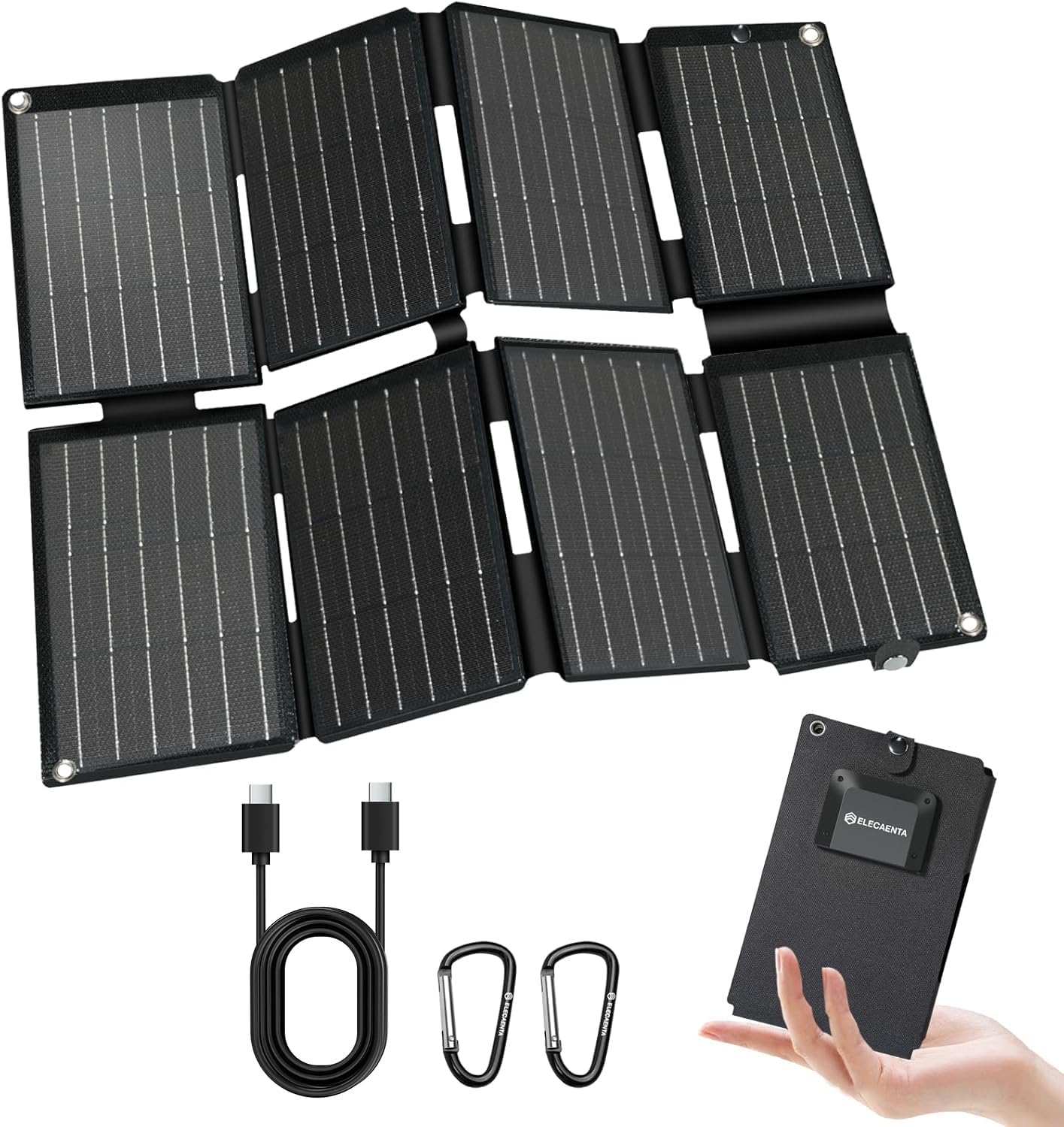 25W Foldable Solar Charger ETFE USB C USB A Camping