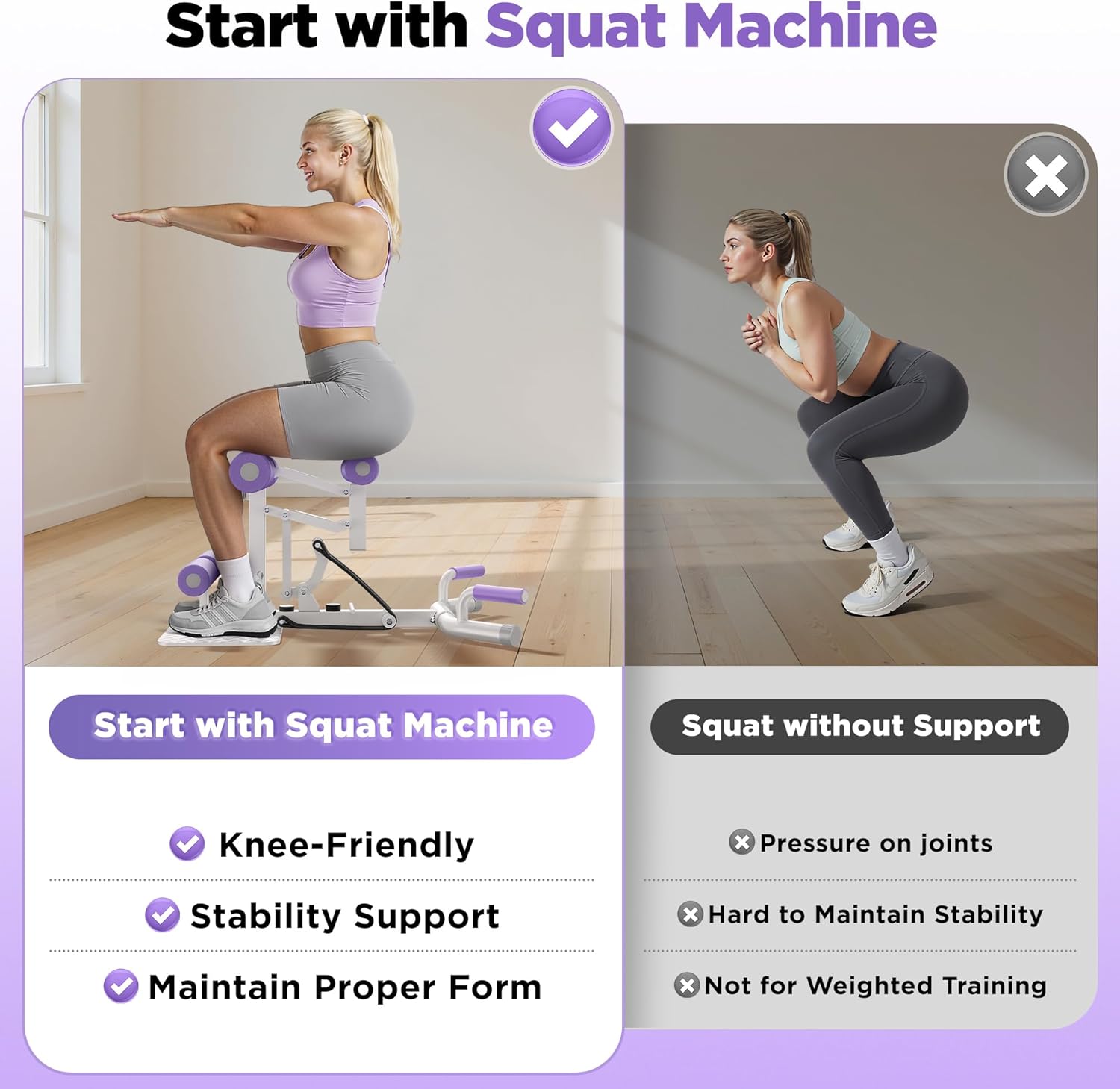 Deep Squat Machine Glute Leg Trainer Adjustable Home Gym