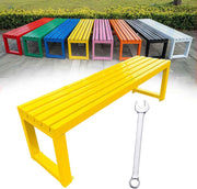 Metal Garden Bench Outdoor Patio Park Seat Backless Weatherproof 2-3 Seater