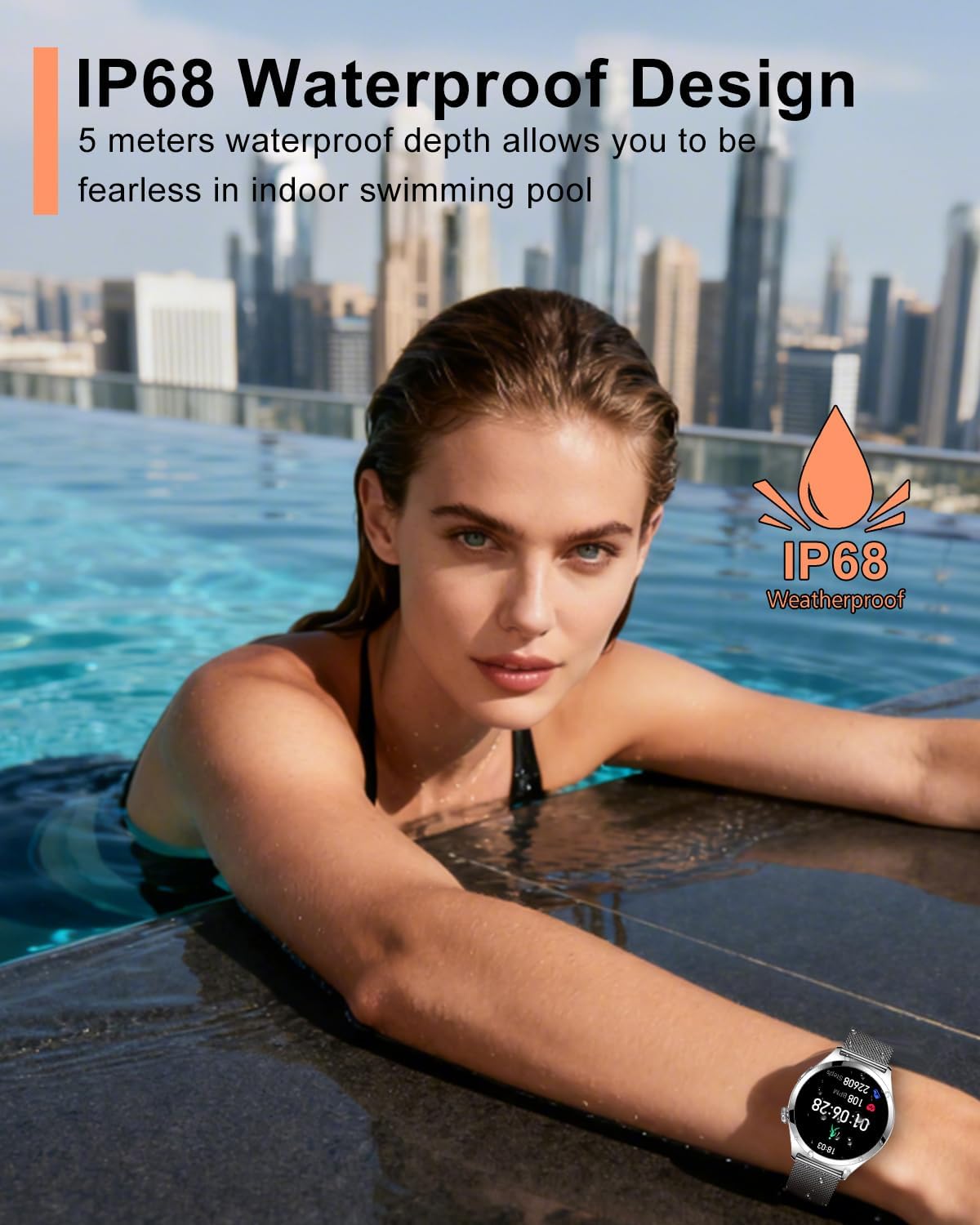 Silver Womens Smart Watch Bluetooth Calls Fitness