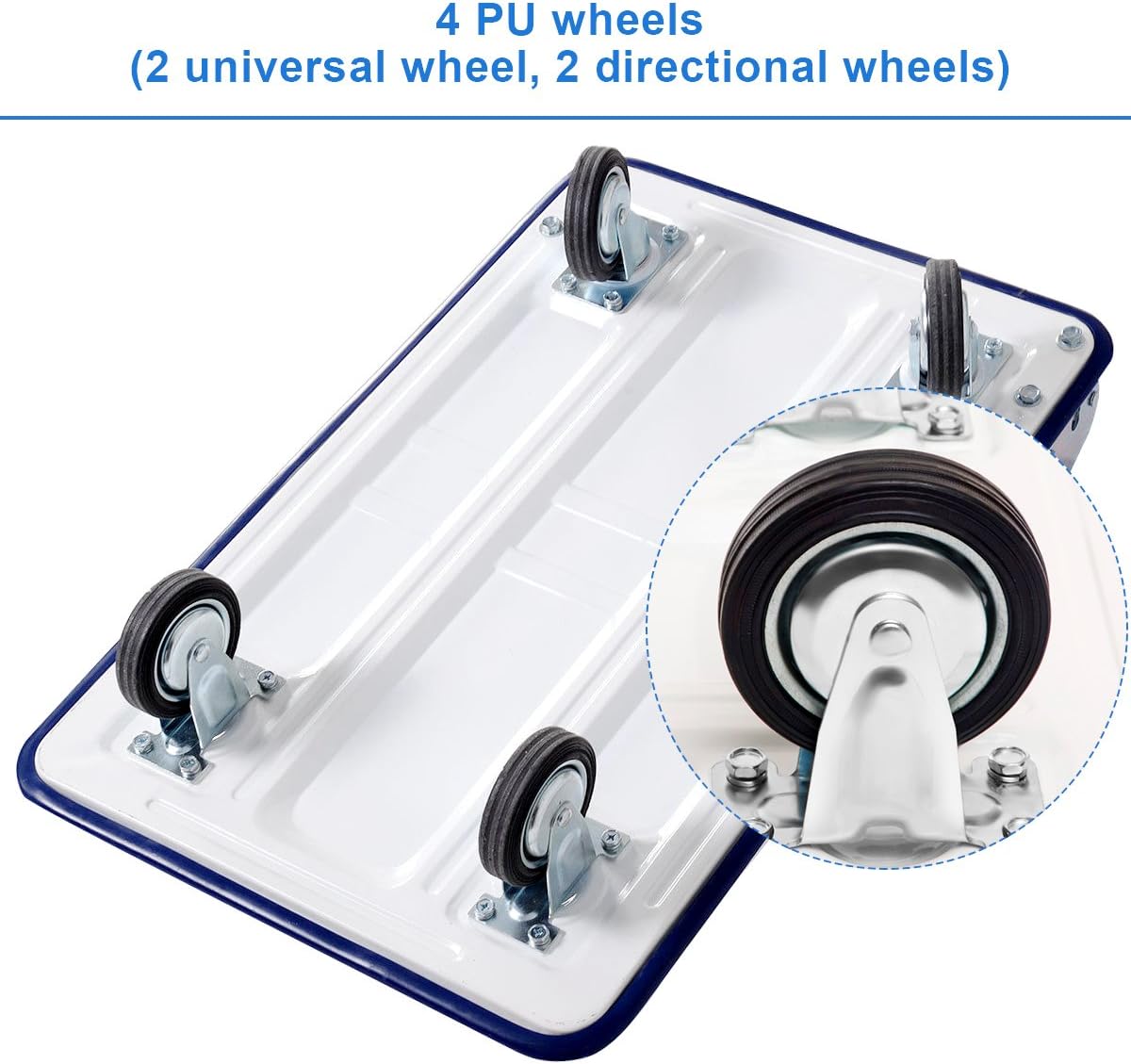 Blue White Folding Platform Trolley 150KG Push Cart