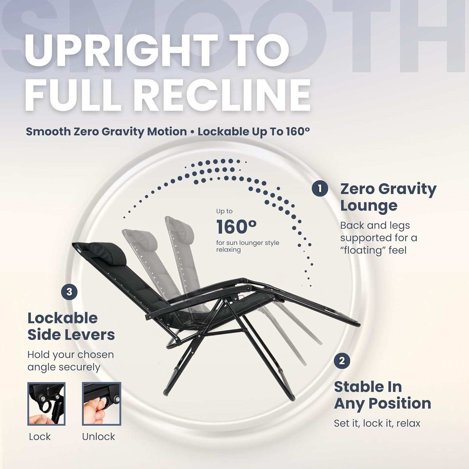 Zero Gravity Chairs Set of 2 Padded Reclining Sun Loungers