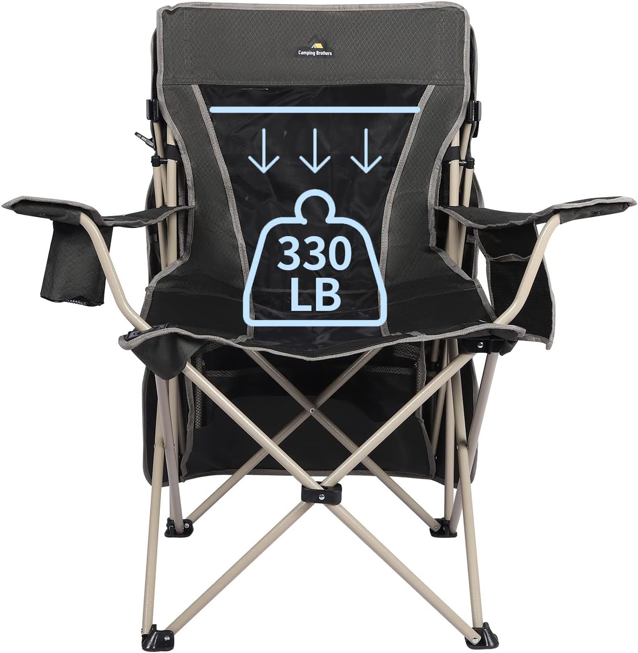 Camping Chair with Adjustable Canopy Shade Cup Holder Green