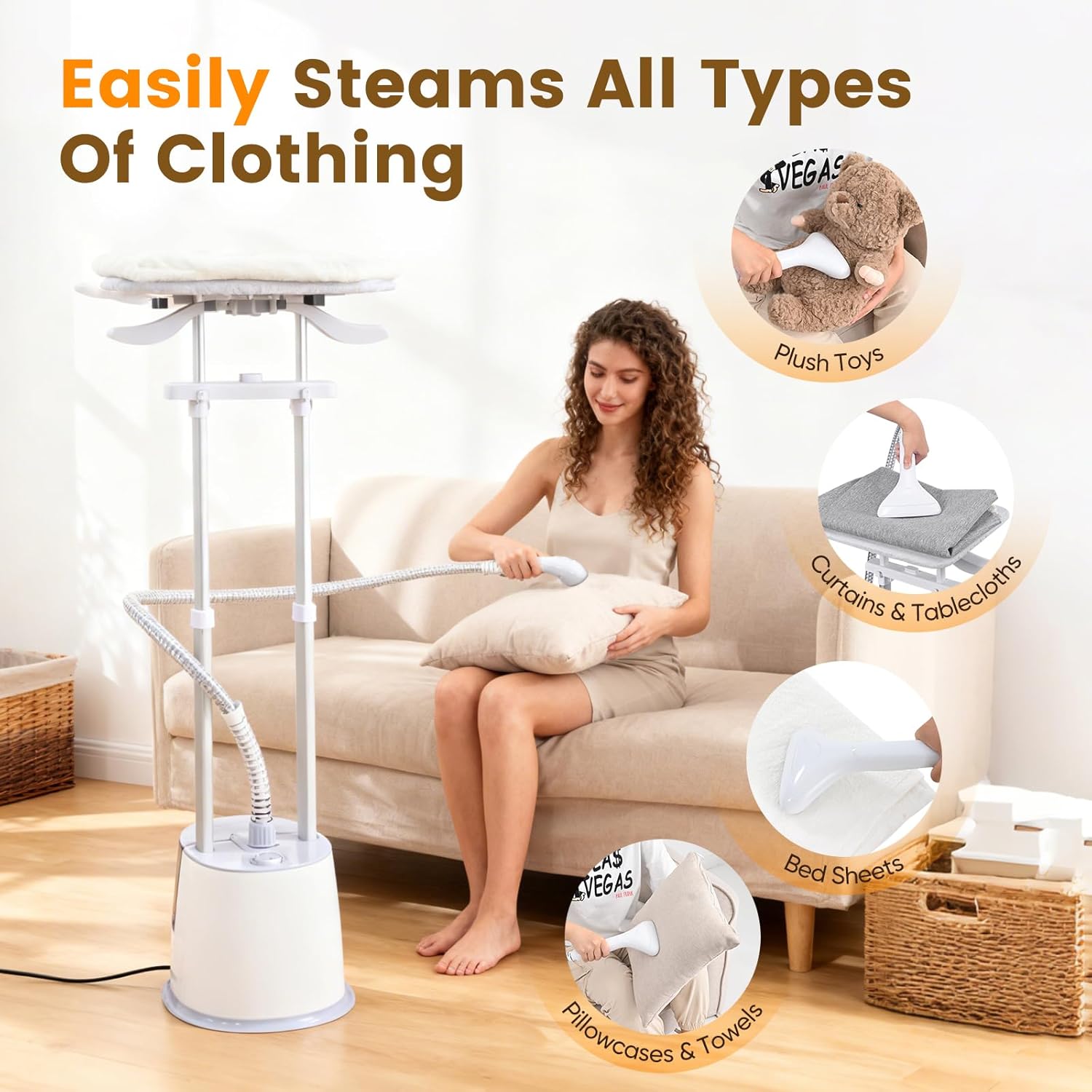 Upright Garment Steamer 2000W 2.5L 9 Levels 38g Steam Iron