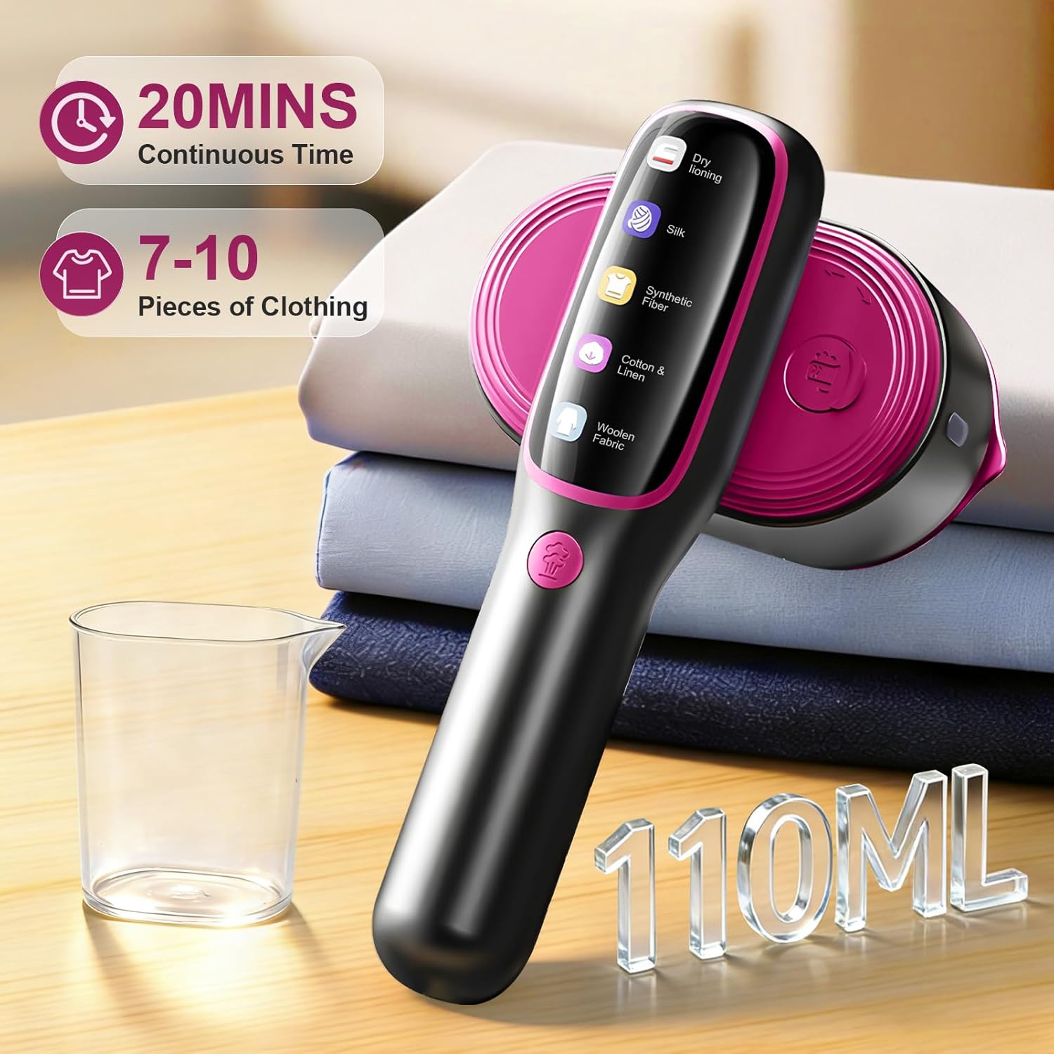 Portable Clothes Steamer 1200W Travel Iron LED Display 5 Modes