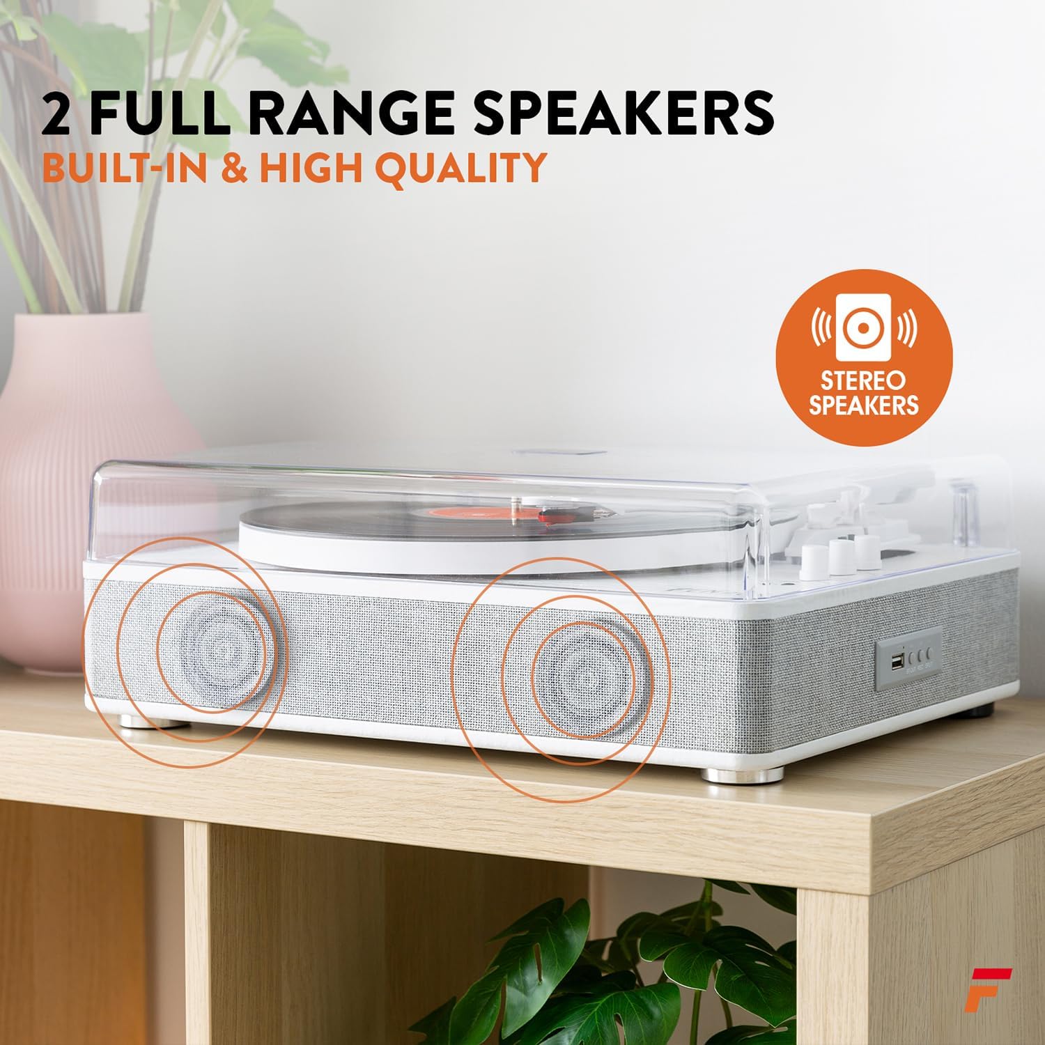 Record Player with Stand Bluetooth USB Recording White
