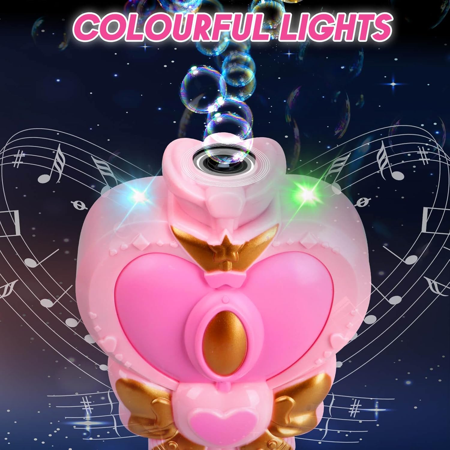 Princess Bubble Wand LED Music Girls Party Toy Pink