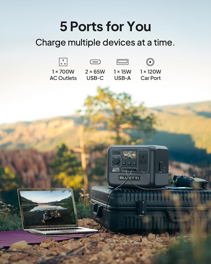 448Wh Solar Generator 700W Portable Power Station 60W Solar Panel