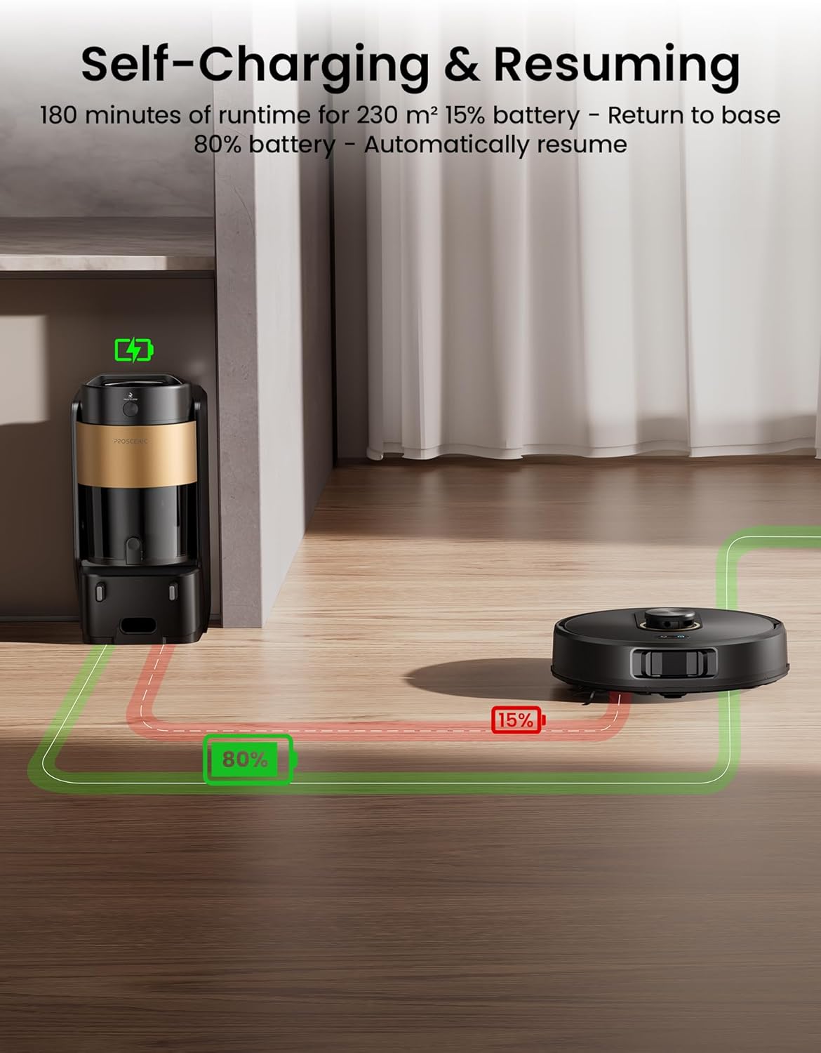 Robot Vacuum Mop 10000Pa Self Empty Bagless LiDAR 200Min