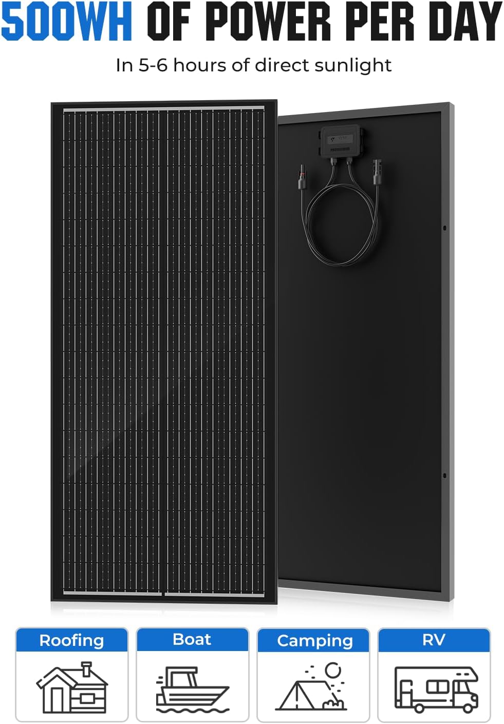 100W Black Solar Panel N Type Mono IP68 MC4 12V