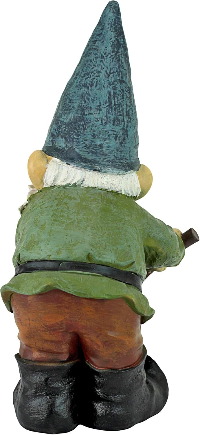 Garden Gnome Statue Water Pump Resin Outdoor Lawn Decor 35cm