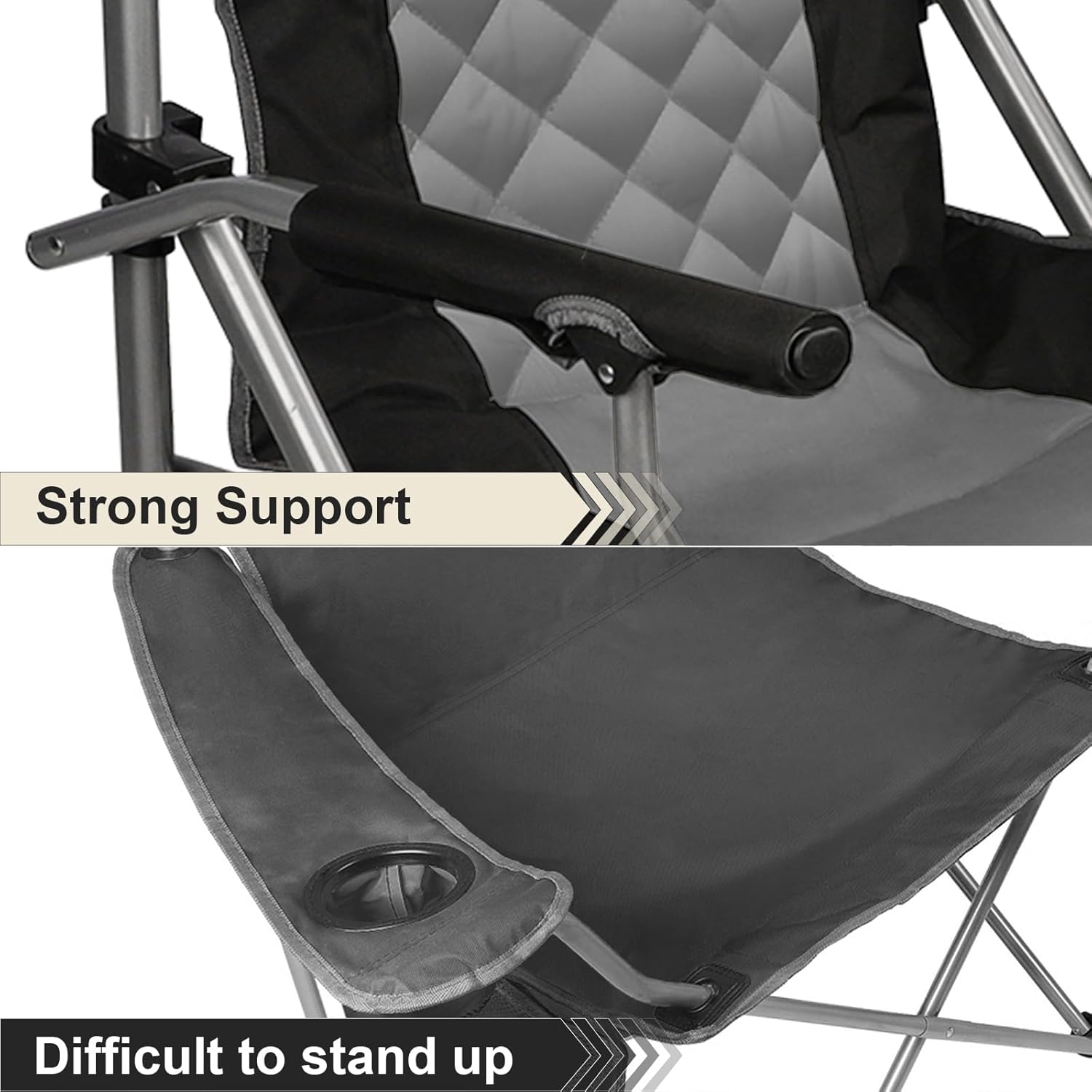Heavy Duty Padded Outdoor Camping Chair Black