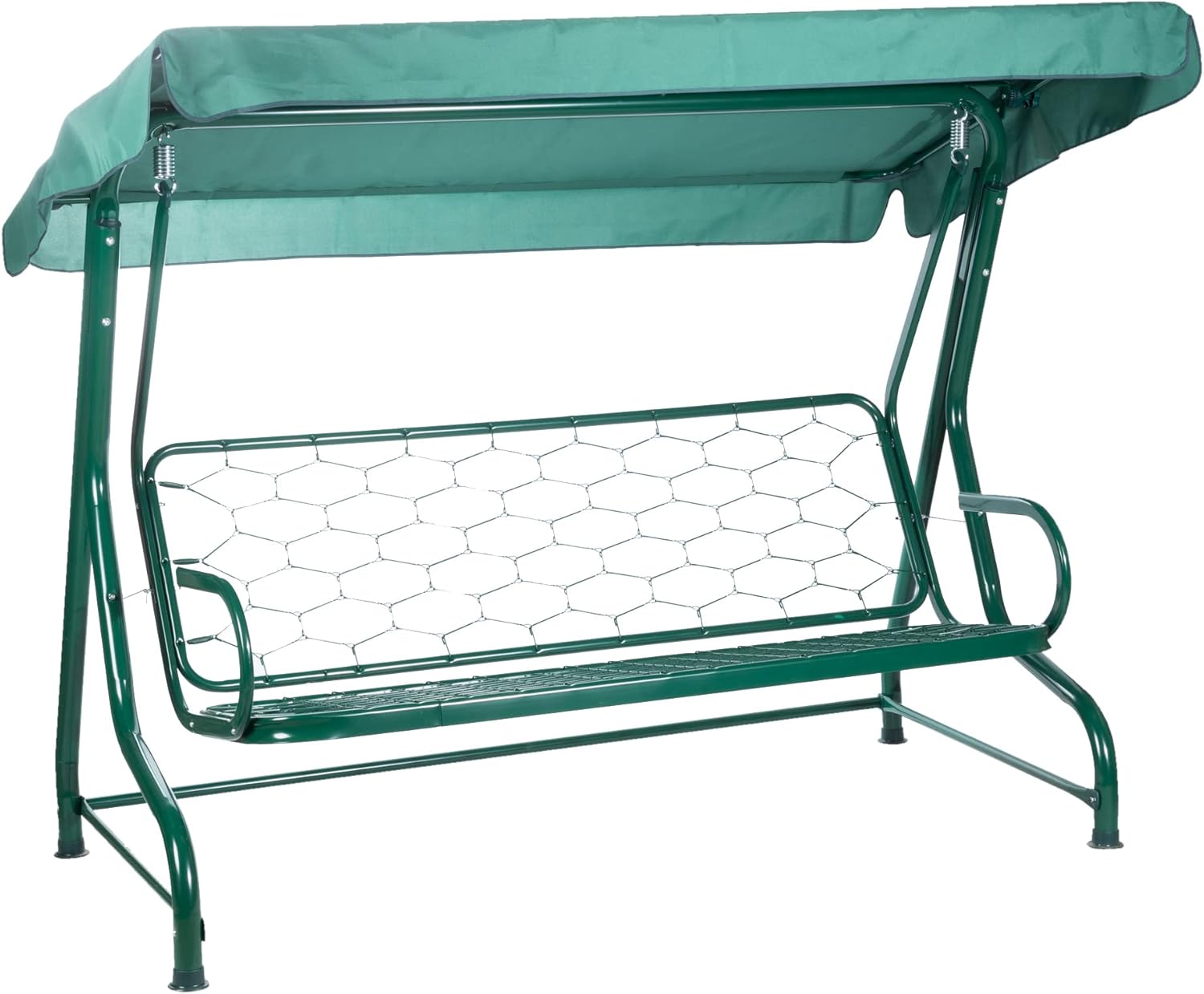3 Seater Garden Swing Seat Green Leaf Canopy Cushions 250kg