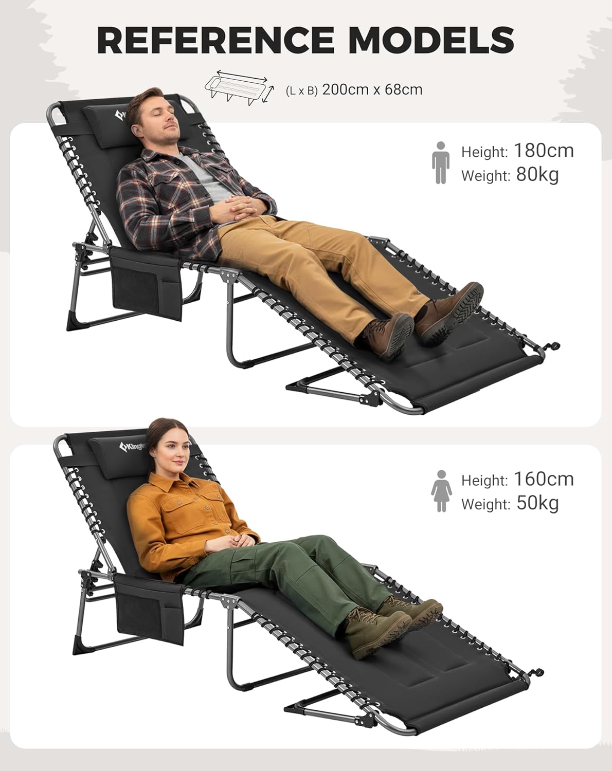 Oversized Padded Sun Lounger Folding Recliner 5 Position 440LBS