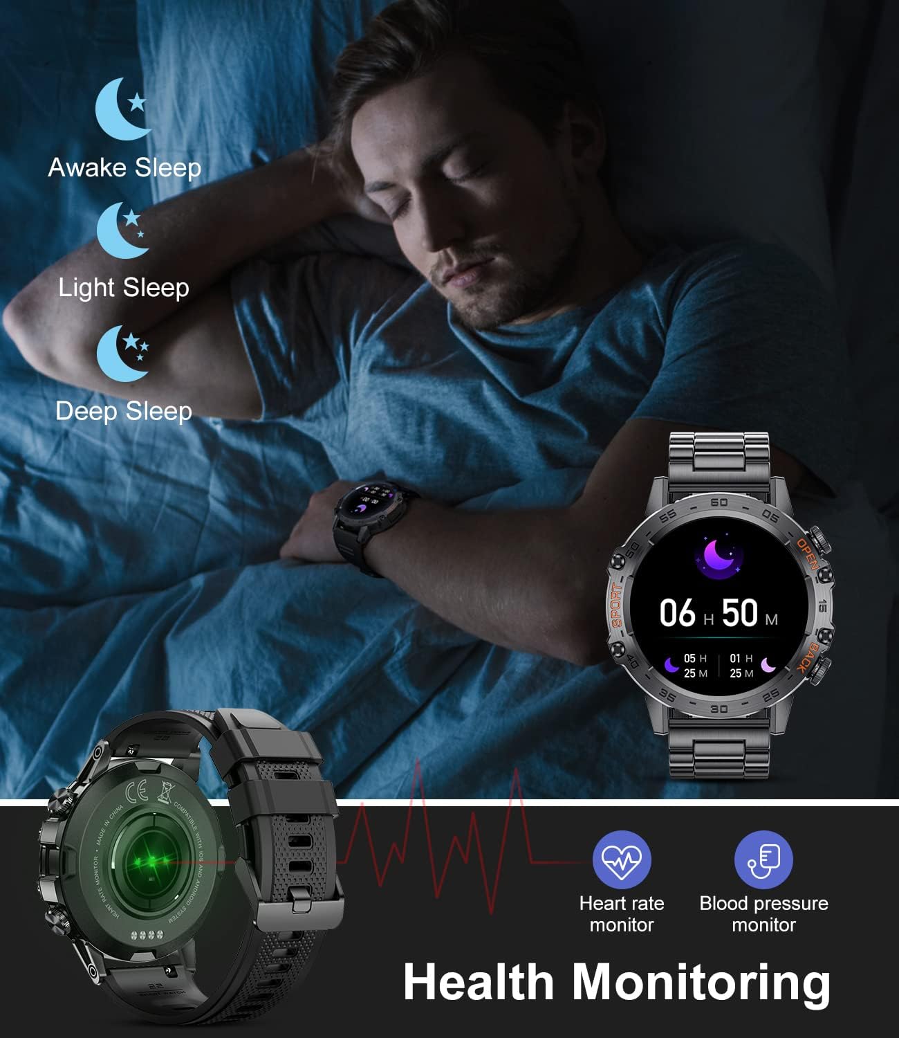 Military Smart Watch Bluetooth Call 100 Sports IP67