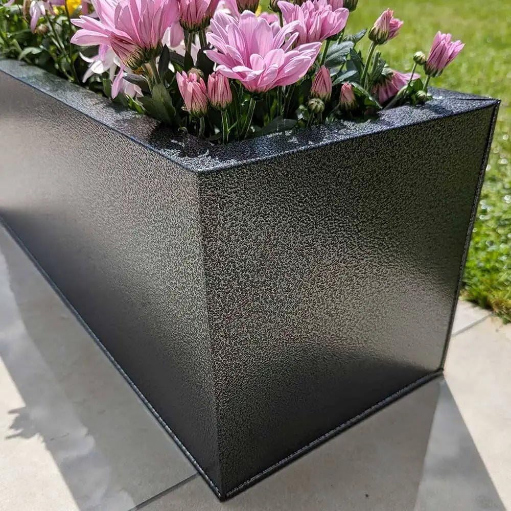 Galvanised Metal Trough Planter Rustproof Drainage 70x24x24cm