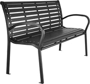 3 Seater Garden Bench Steel Frame Outdoor Patio Park Seat Black