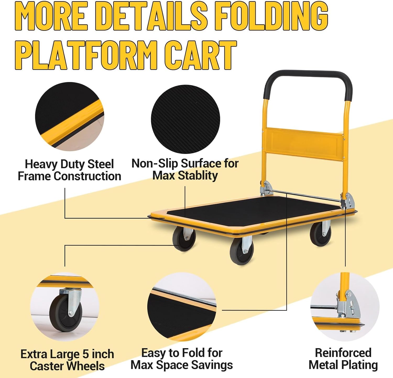 400KG Heavy Duty Platform Truck Folding Flatbed Trolley