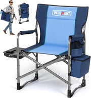 Heavy Duty Folding Camping Chair 180kg Cooler Table Blue