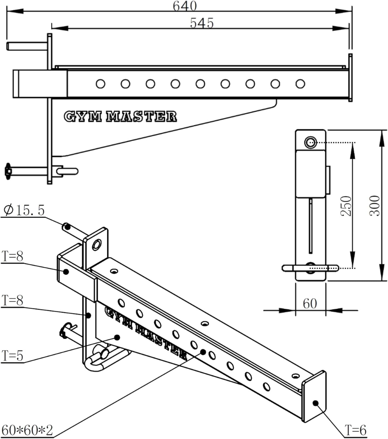 Power Rack Safety Spotter Arms 60mm Barbell Catch Pair