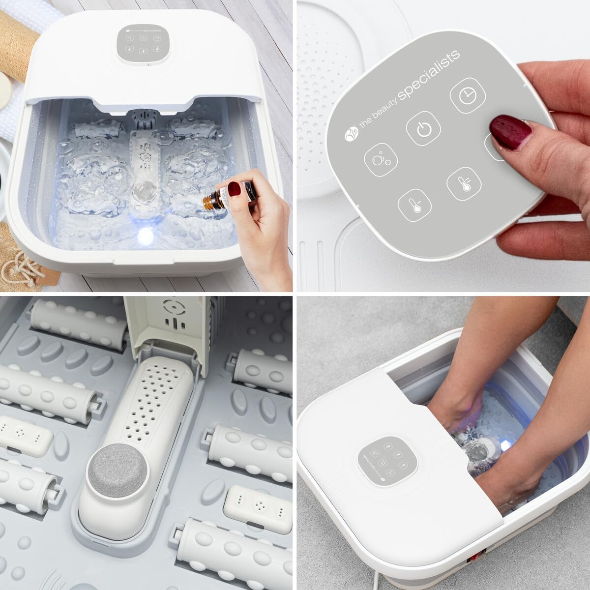 Collapsible Foot Spa Massager Heat Hydro Jets Remote Rollers