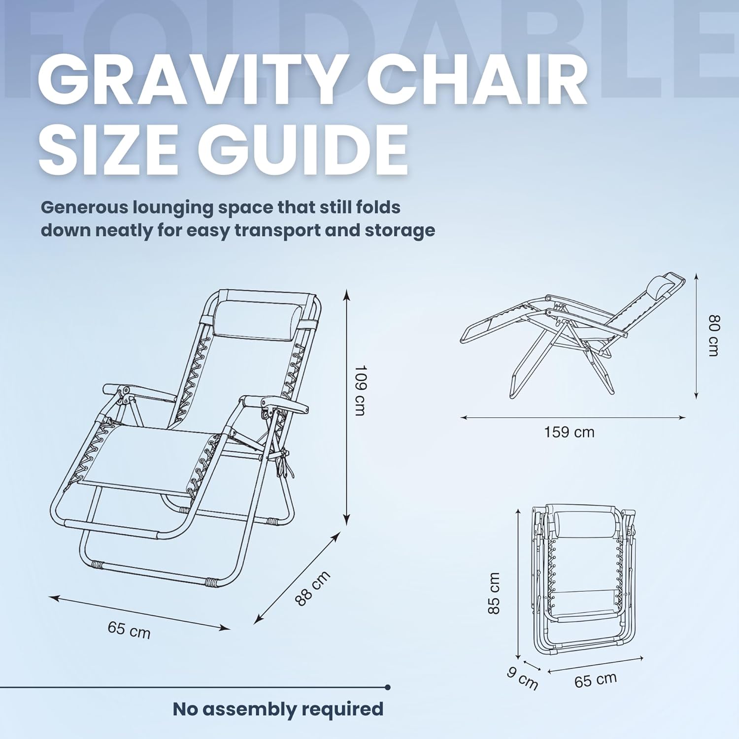 Zero Gravity Chairs Set of 2 Navy Reclining Sun Loungers