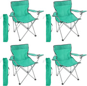 4 Pack Green Folding Camping Chairs with Cup Holder