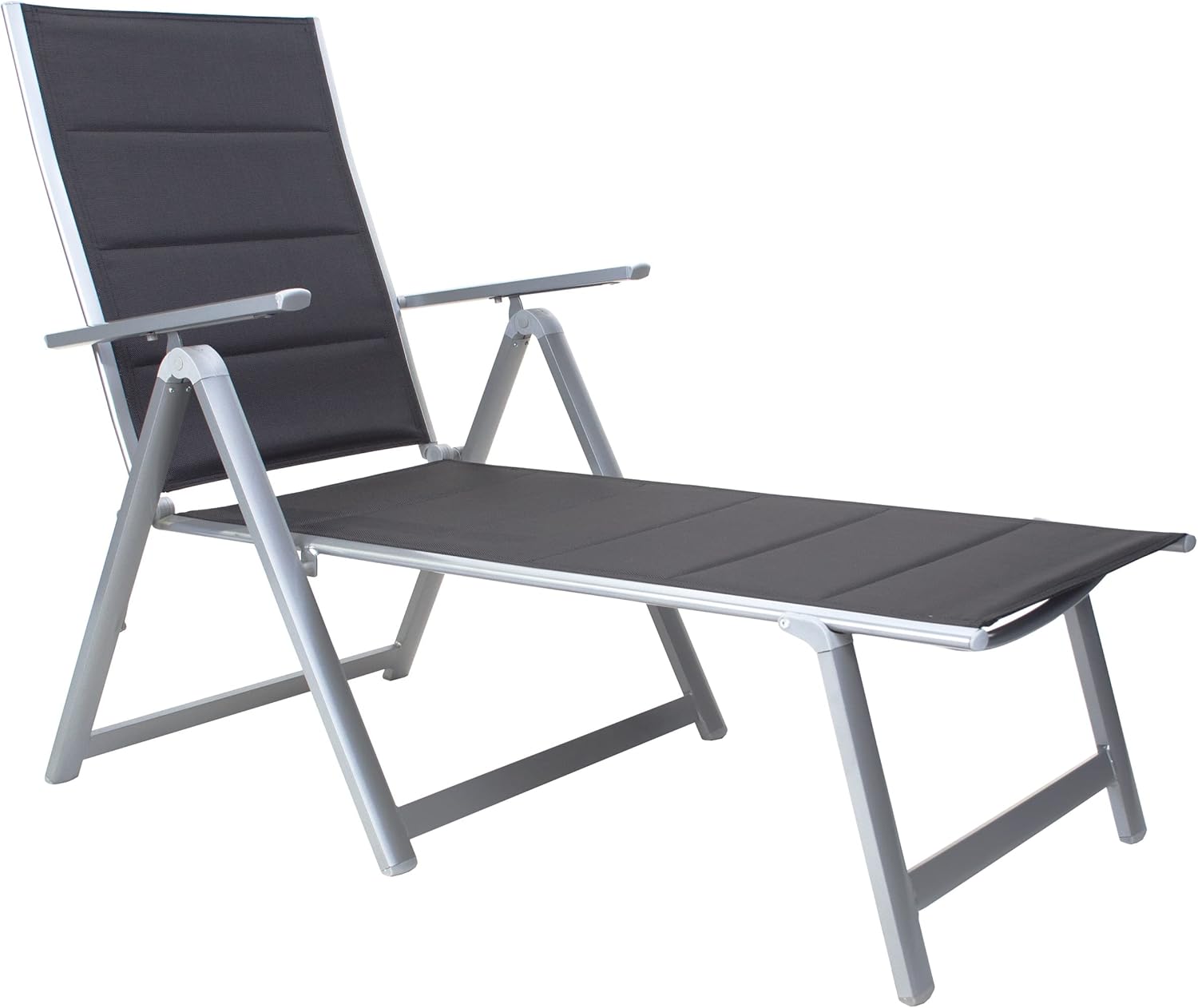 Reclining Sun Lounger Folding Outdoor Relaxer Chair Black
