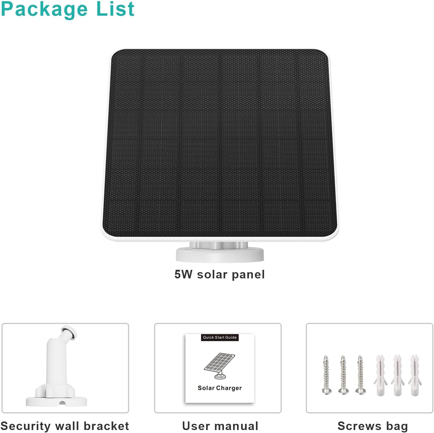 5W Solar Panel Camera Charger 3 Pack IP65 USB C Mount