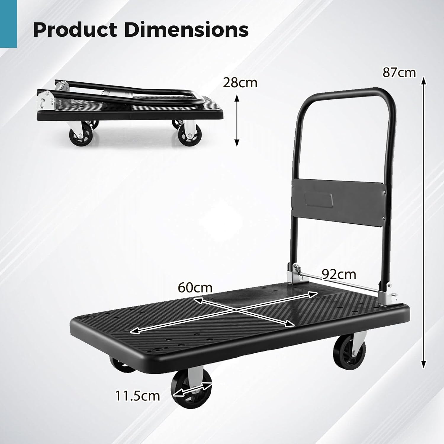 400KG Folding Platform Trolley Heavy Duty Flatbed Push Cart