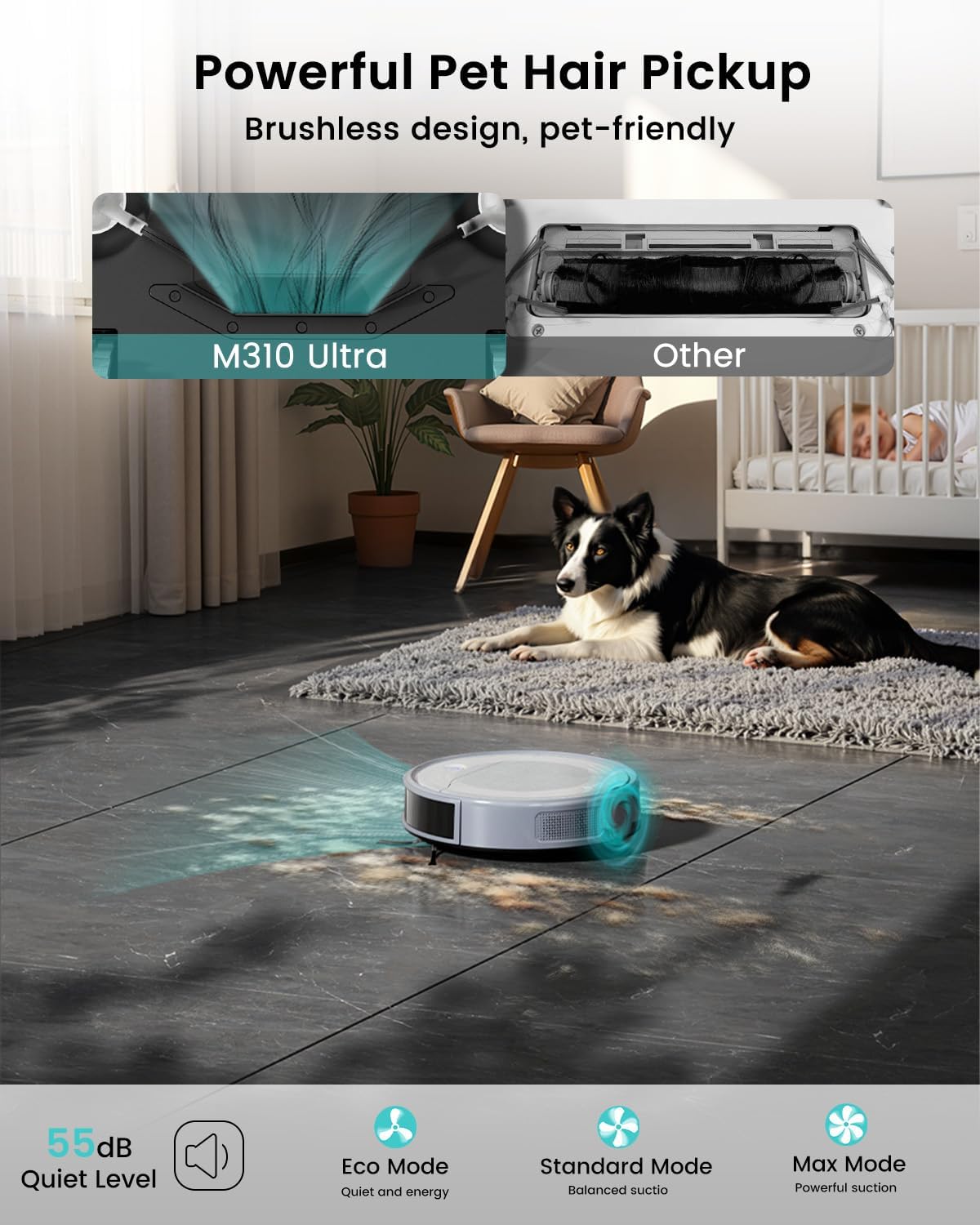 Robot Vacuum Mop 6000Pa Slim Laser Navigation 170Min Pet Hair