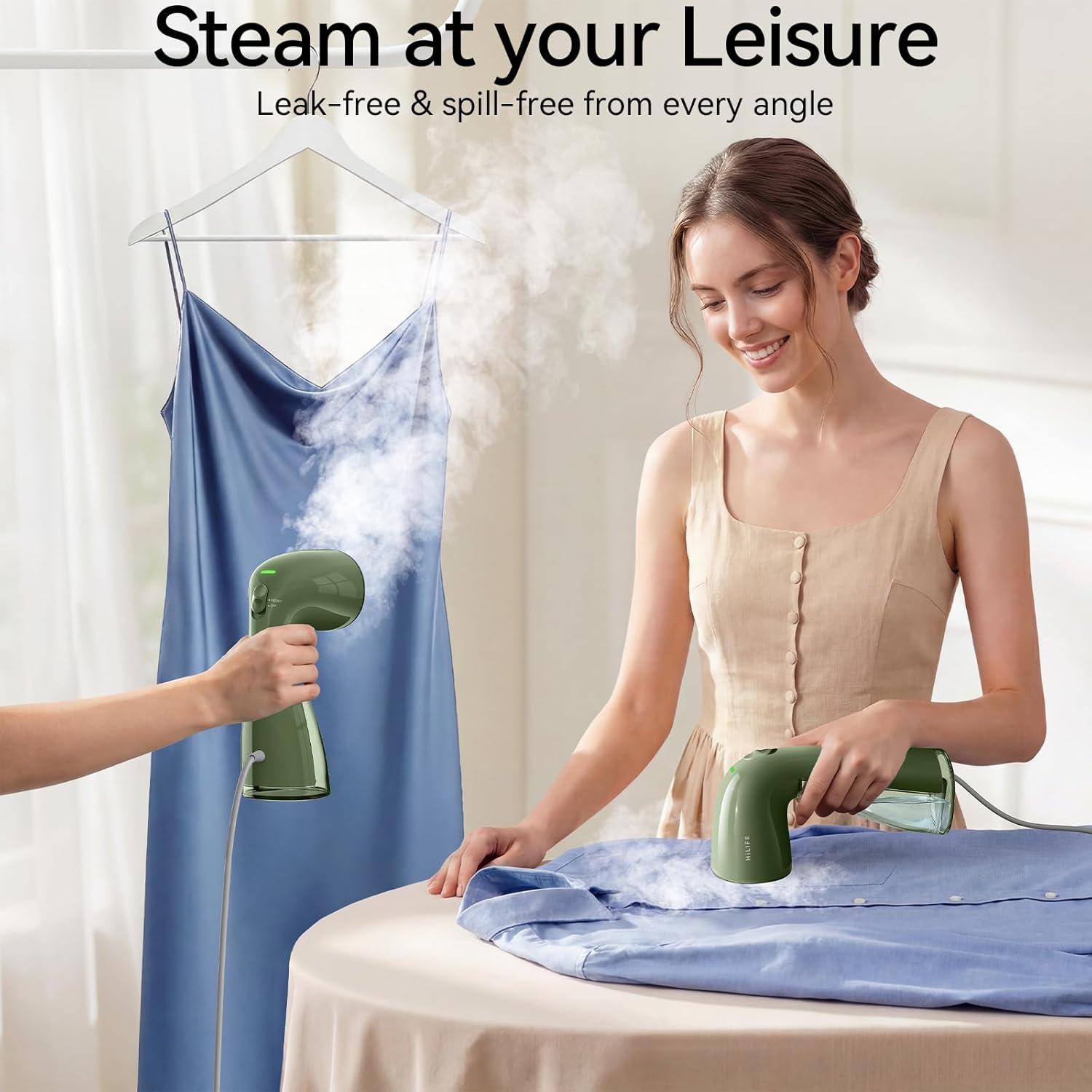 Handheld Garment Steamer 1100W 300ml Tank Portable Green