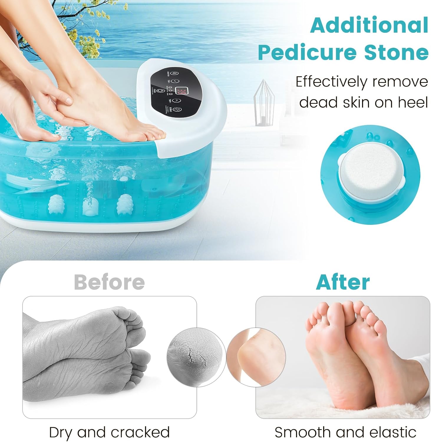 Electric Foot Spa Bath Heater Bubble Massage Roller Pedicure Tub