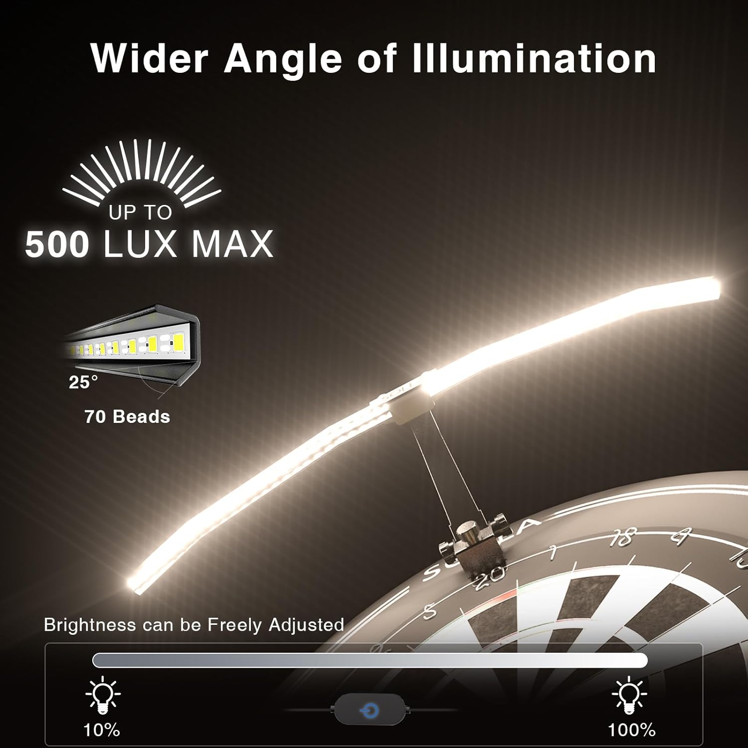 Dartboard LED Light Folding Adjustable Angle USB Shadow Free