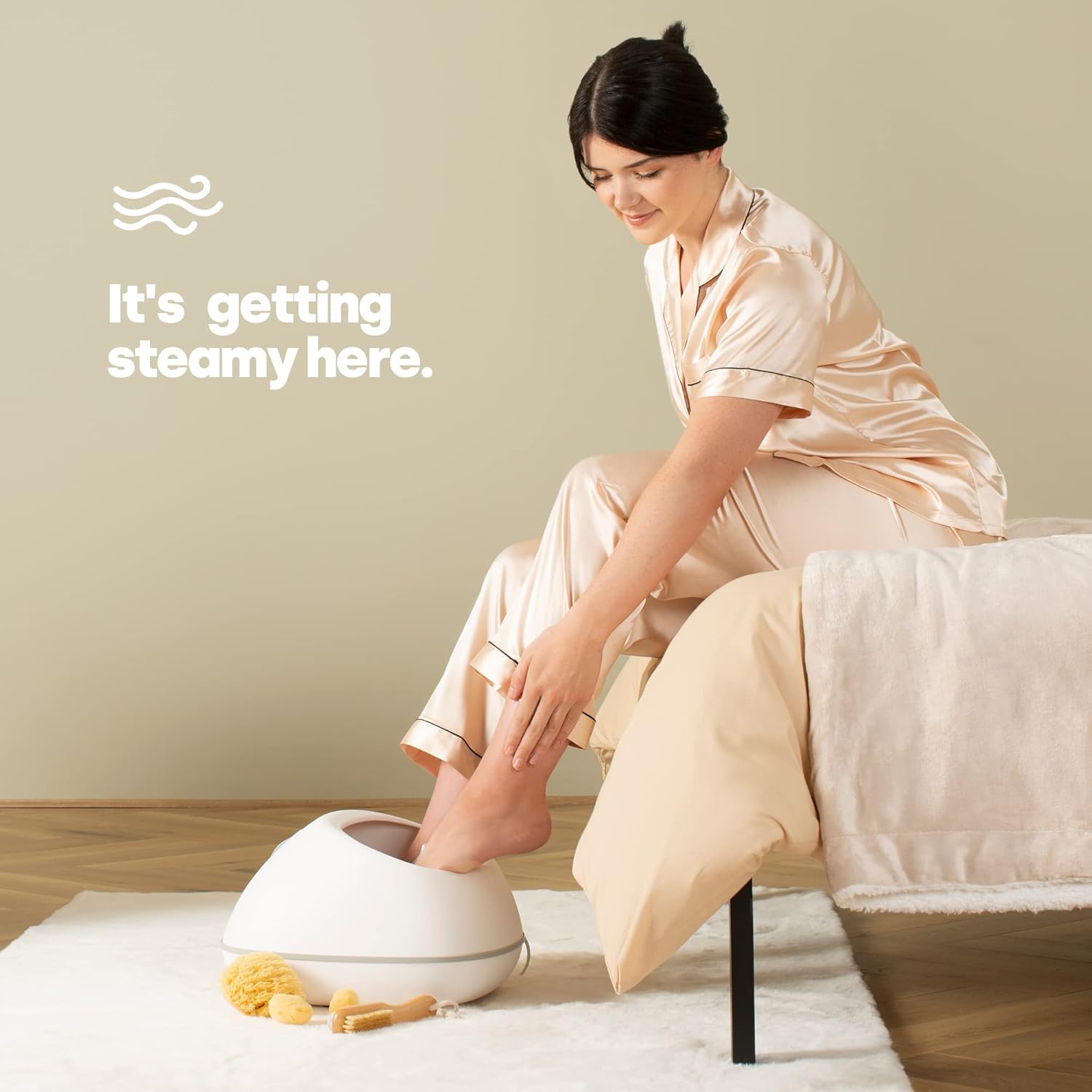 Steam Foot Spa Massager Heat Timer Rollers Aromatherapy Relax