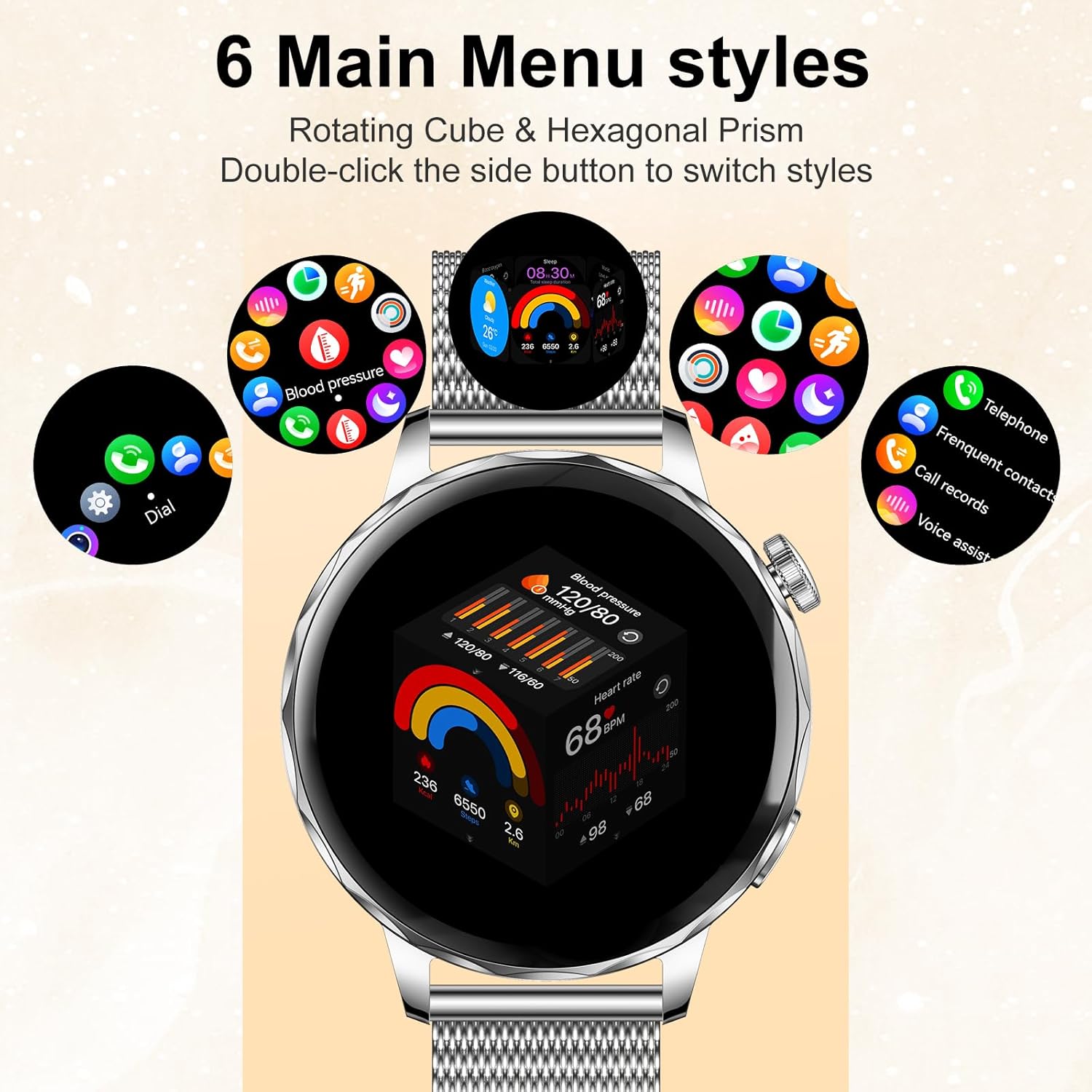 Ladies Smart Watch Call 110 Sports 2 Bands Silver