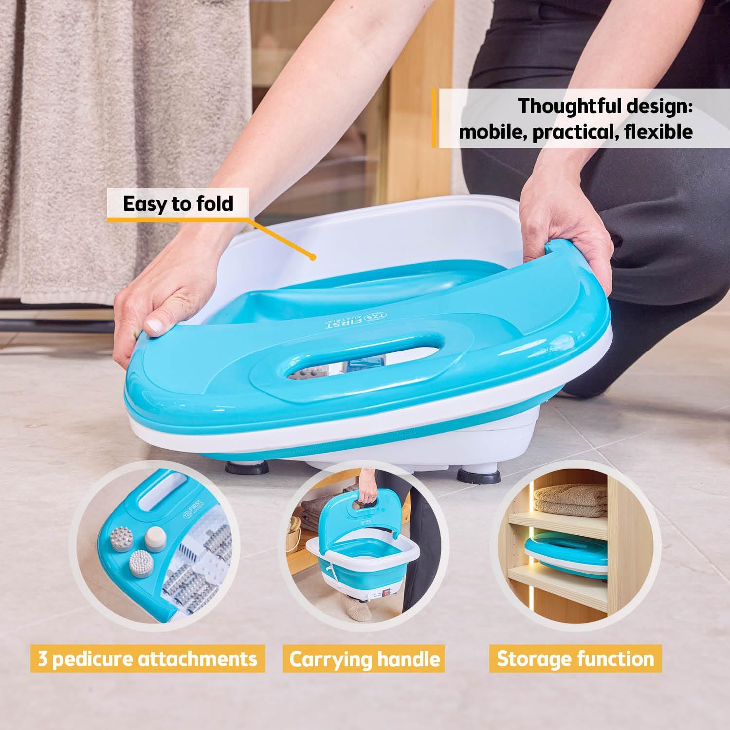 Foldable Foot Spa Massager Heat Bubble Vibration Infrared Pedicure