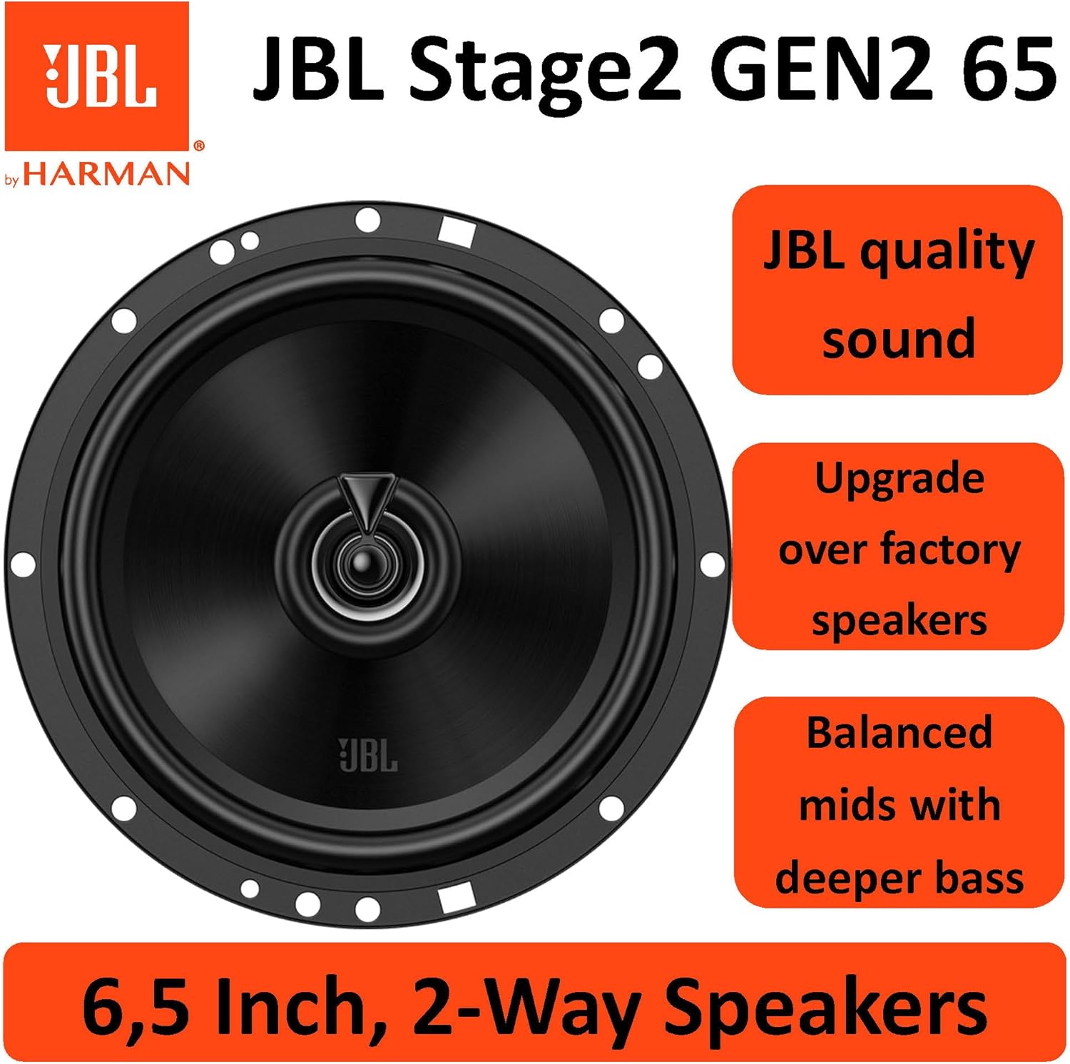 6.5 Inch Car Speakers 240W 2 Way Coaxial Stereo OEM Upgrade Pair