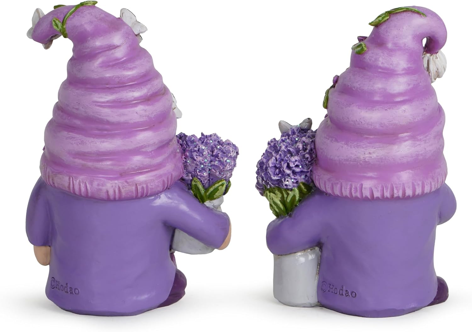 Lavender Gnome Set 2PCS Resin Fairy Elf Figurines Purple Decor