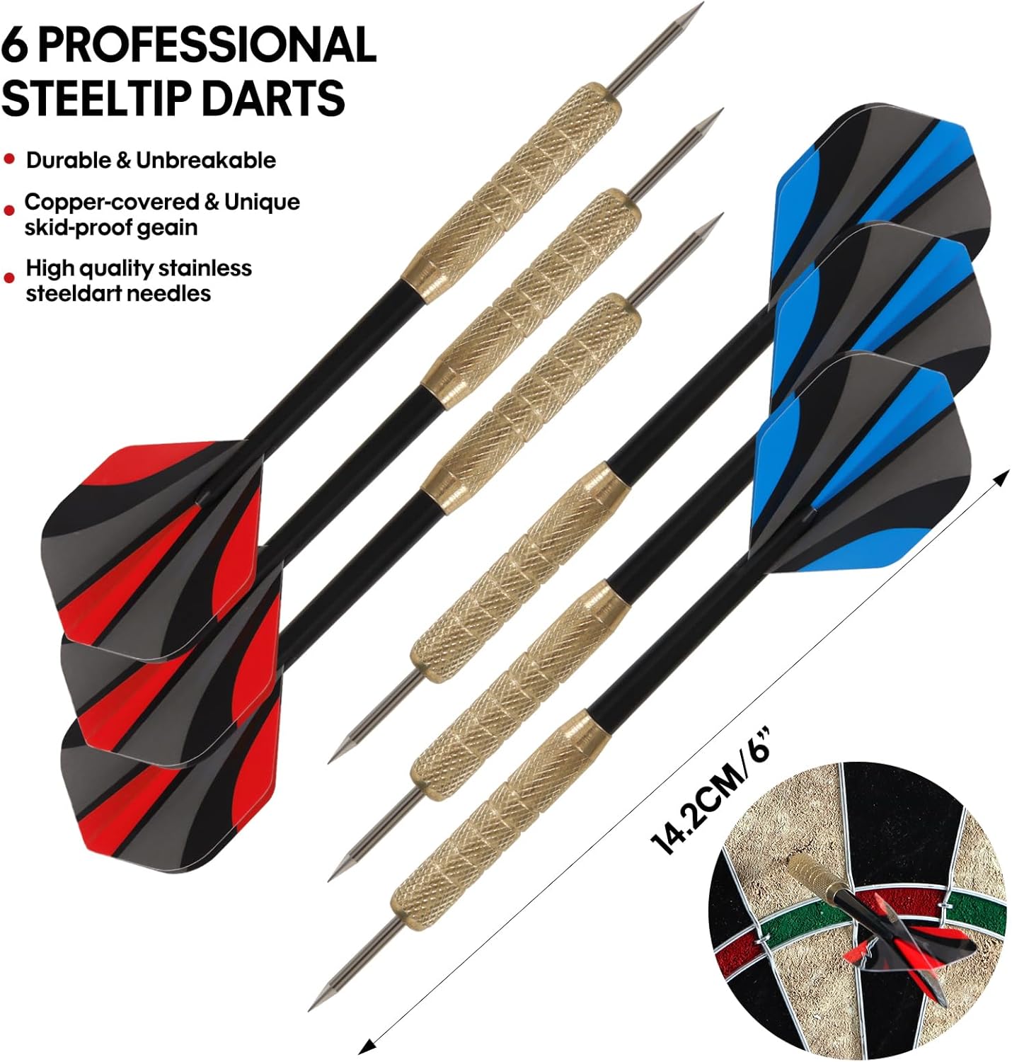 Bristle Dart Board Set Steel Tip Darts Staple Free Pro Play