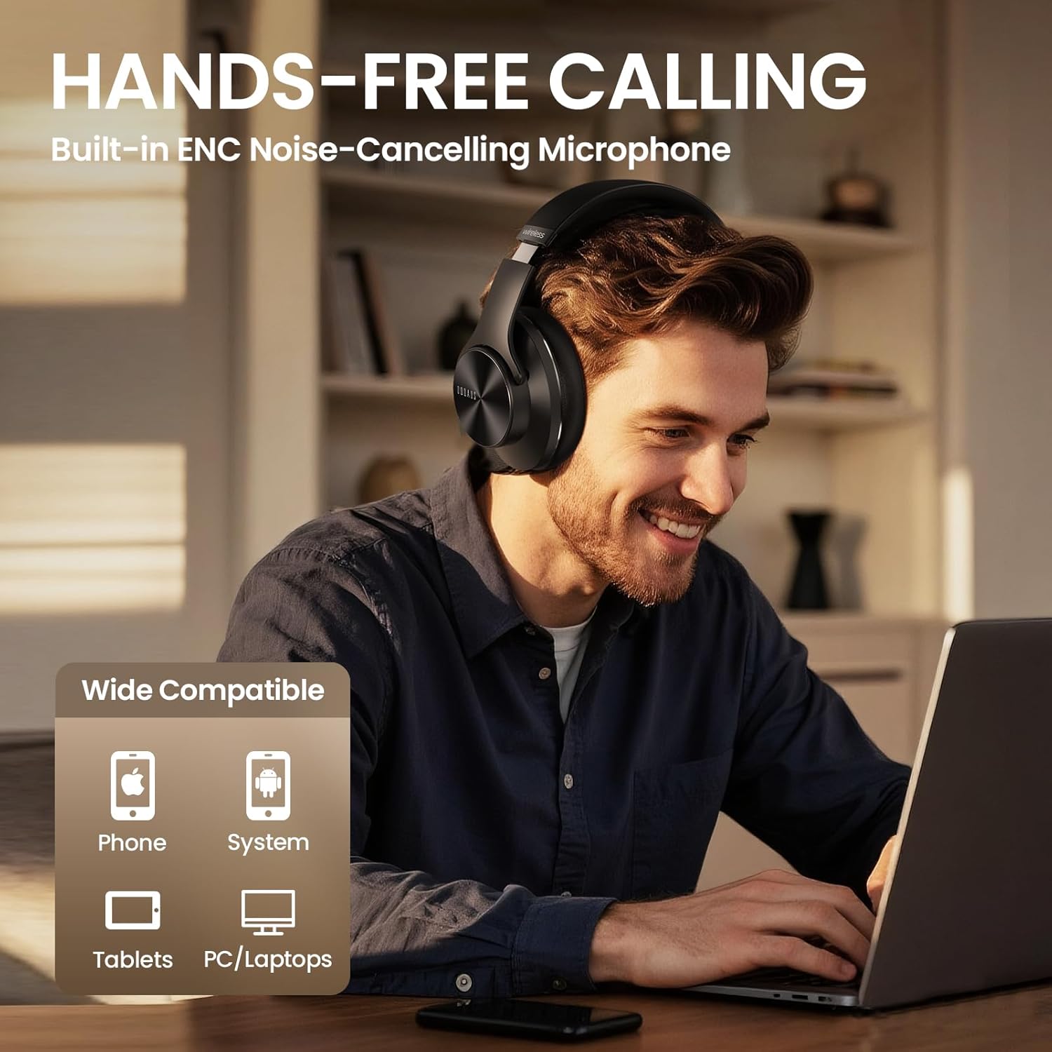 Bluetooth Over Ear Headphones 90H Playtime Foldable Wireless Mic 9 EQ