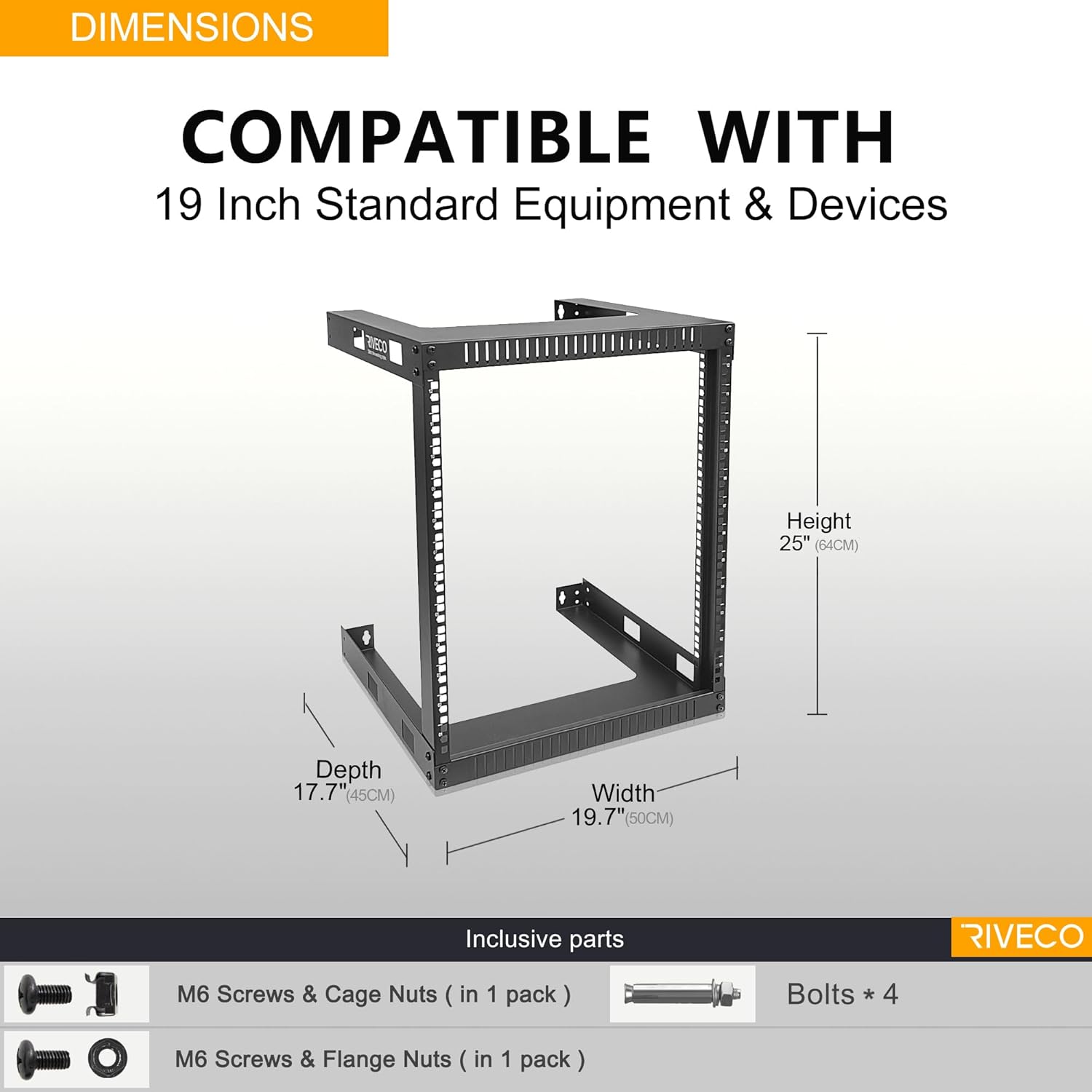 12U Wall Mount Open Frame Server Rack 19 Inch Steel