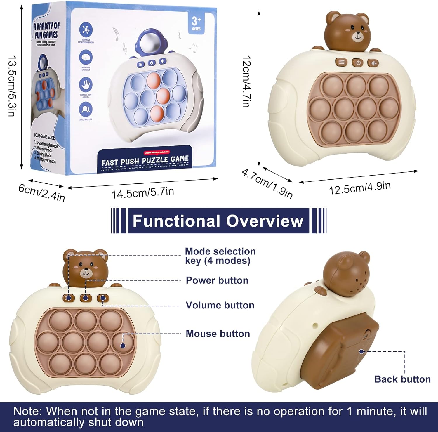 Light Up Pop Fidget Game Machine Puzzle Toy for Kids Adults
