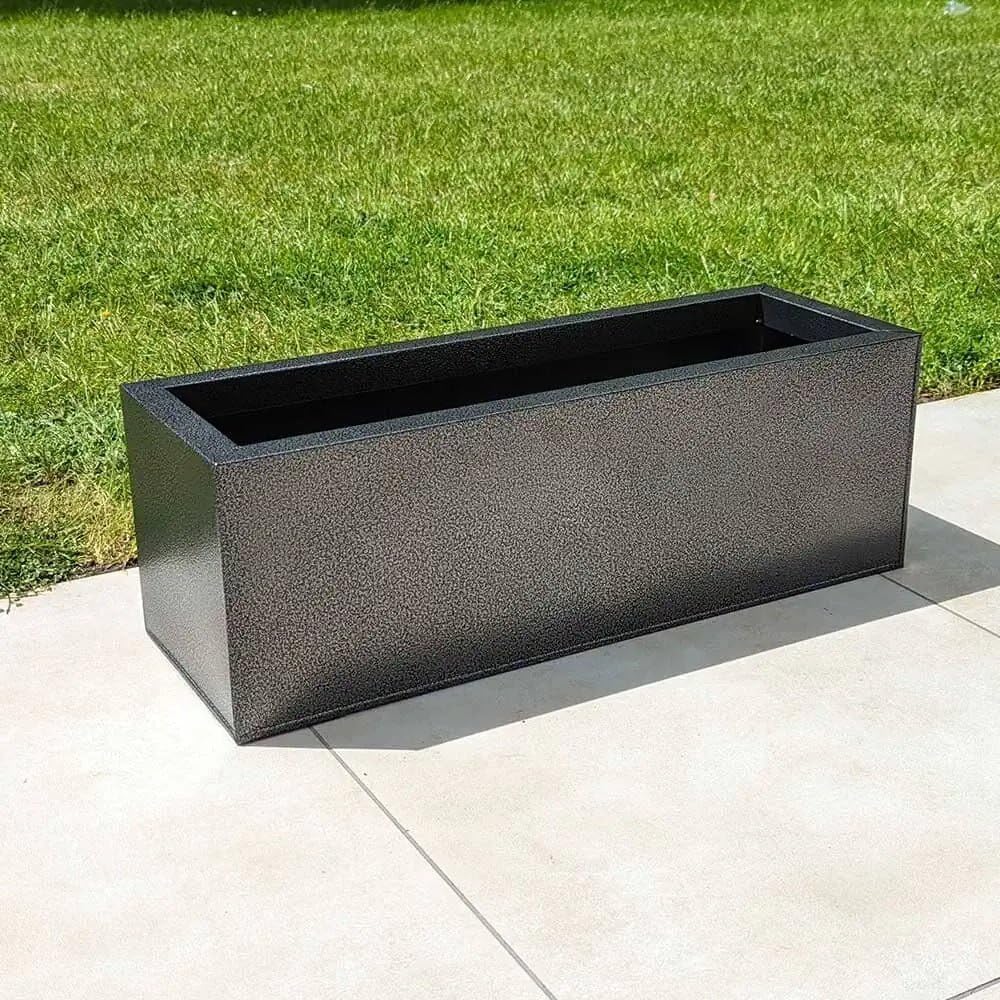 Galvanised Metal Trough Planter Rustproof Drainage 70x24x24cm
